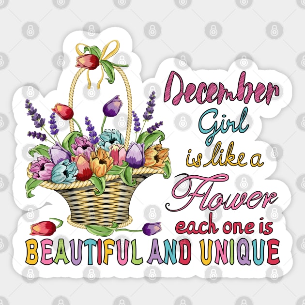 December Girl - Flower Basket Sticker by Designoholic